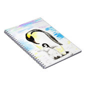 Emperor Penguin and Chick Watercolor Painting Notitieboek (Rechterzijde)
