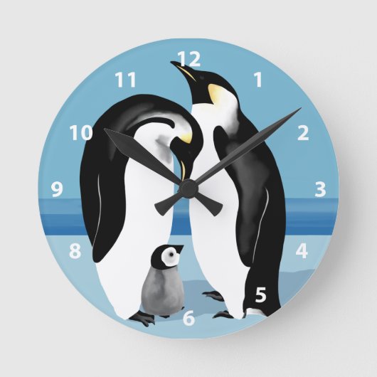 Emperor Penguin Clock Ronde Klok (Voorkant)