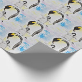 Emperor Penguin en Chick Waterverf Painting Cadeaupapier (Hoek)