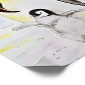Emperor Penguin en Chick Waterverf Painting Poster (Hoek)