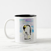Emperor Penguin en Chick Waterverf Painting Tweekleurige Koffiemok (Links)