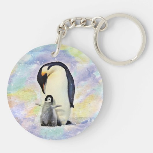 Emperor Penguin met Baby Chick Sleutelhanger (Achterkant)