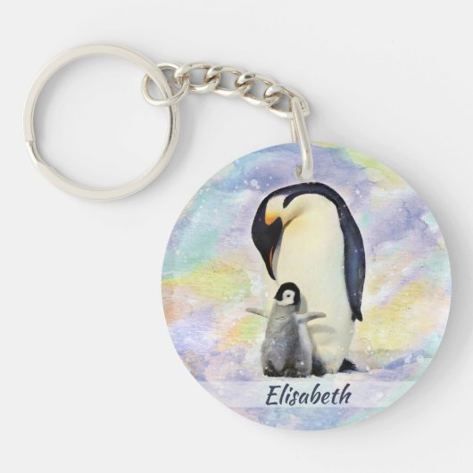 Emperor Penguin met Baby Chick Sleutelhanger (Voorkant)