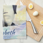 Emperor Penguin met Baby Chick Waterverf Theedoek (Quarter Fold)