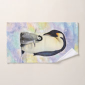 Emperor Penguin met Baby Waterverf Handdoek (Handdoek)