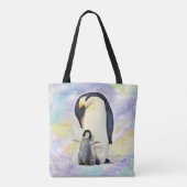 Emperor Penguin met Baby Waterverf Tote Bag (Achterkant)