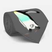 Emperor Penguin Persoanlized Monogram Initiaal Man Stropdas (Opgerold)