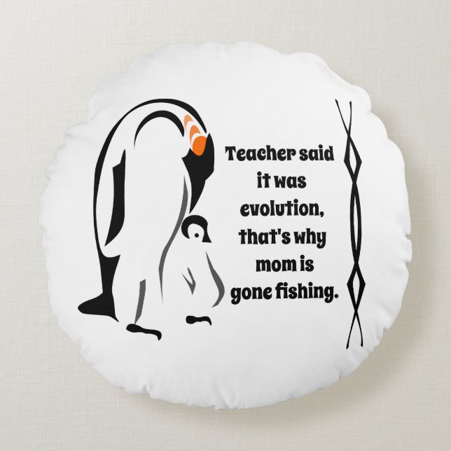 Emperor Penguin Vader die bij Zoon staat Rond Kussen (Voorkant)