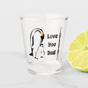 Emperor Penguin Vader die bij Zoon staat Shot Glas