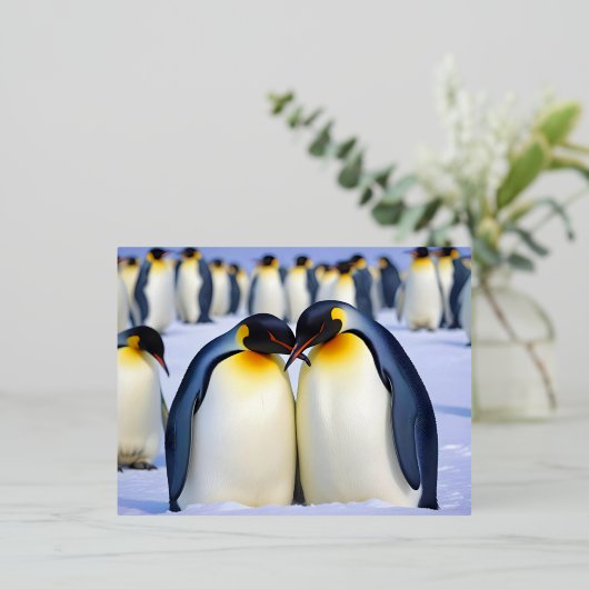 Emperor Penguins Animal Natuur Wildlife Affection Folie Feestdagen Briefkaart (Staand Voorkant)