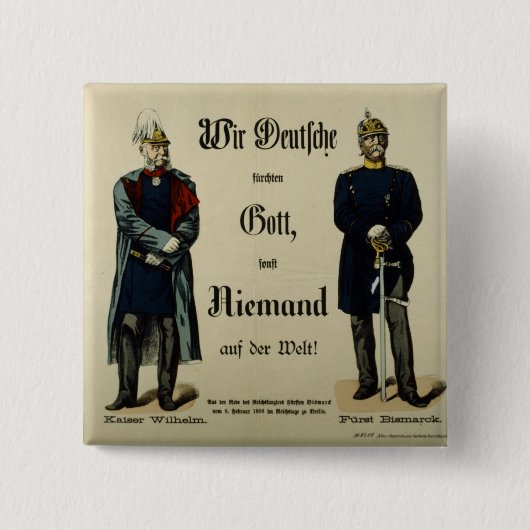 Emperor Wilhelm I en Prince Bismarck Vierkante Button 5,1 Cm (Voorkant)