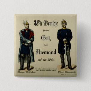Emperor Wilhelm I en Prince Bismarck Vierkante Button 5,1 Cm