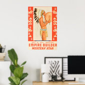 Empire Builder - Western Star - Oude Reisposter Poster (Thuiskantoor)