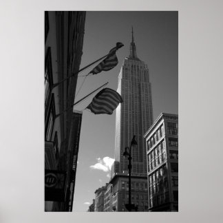 Empire State Bldg met vlaggen Poster