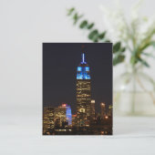 Empire State Building 30 Rock in blauw voor Autism Briefkaart (Staand voorkant)