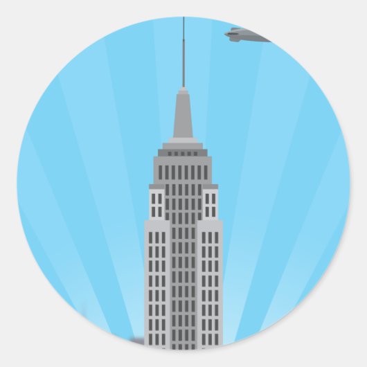 Empire State Building (eenvoudige geschiedenis) Ronde Sticker (Voorkant)
