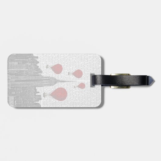 Empire State Building en Red Hot Air Luchtballonne Bagagelabel (Achterkant horizontaal)