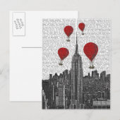 Empire State Building en Red Hot Air Luchtballonne Briefkaart (Voorkant / Achterkant)