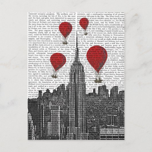 Empire State Building en Red Hot Air Luchtballonne Briefkaart (Voorkant)