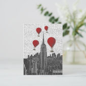 Empire State Building en Red Hot Air Luchtballonne Briefkaart (Staand voorkant)