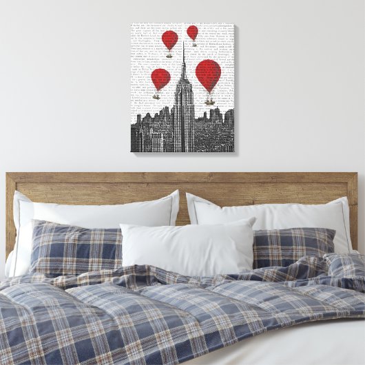 Empire State Building en Red Hot Air Luchtballonne Canvas Afdruk (Insitu (Slaapkamer))