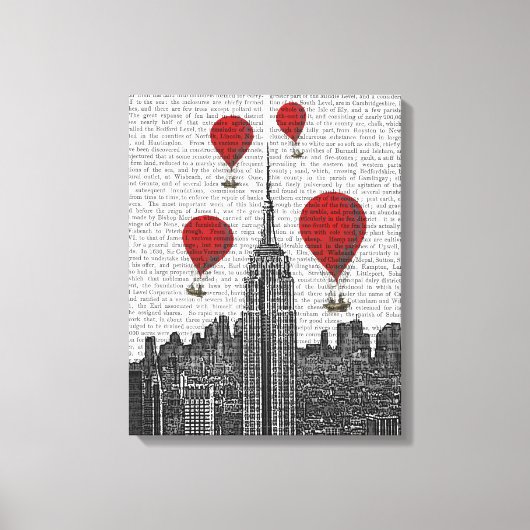 Empire State Building en Red Hot Air Luchtballonne Canvas Afdruk (Voorkant)