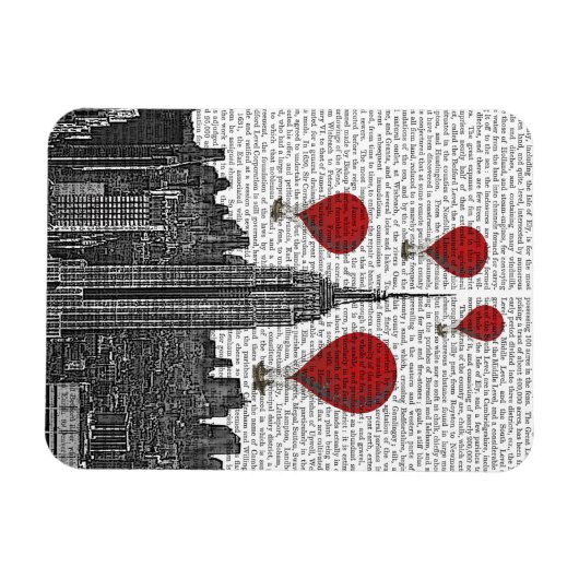 Empire State Building en Red Hot Air Luchtballonne Magneet (Horizontaal)