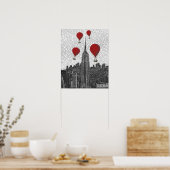 Empire State Building en Red Hot Air Luchtballonne Poster (Keuken)