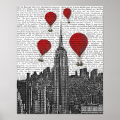 Empire State Building en Red Hot Air Luchtballonne Poster (Voorkant)