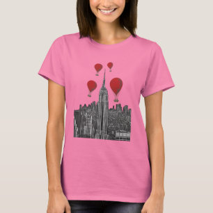 Empire State Building en Red Hot Air Luchtballonne T-shirt