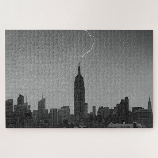 Empire State Building Lightning BW - A1 Legpuzzel (Horizontaal)
