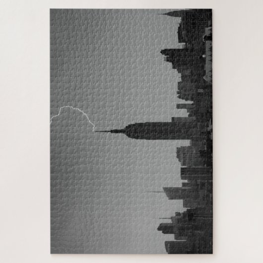 Empire State Building Lightning BW - A1 Legpuzzel (Verticaal)