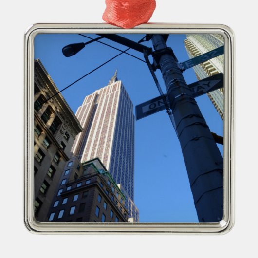 Empire State Building Manhattan Metalen Ornament (Voorkant)