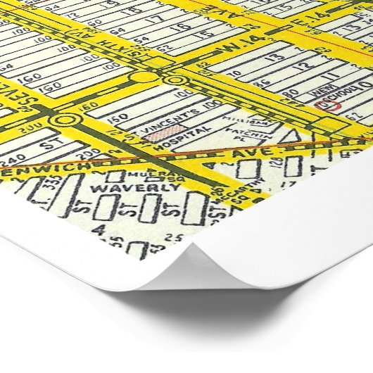 Empire State Building met NYC Streetmap Backgroud Poster (Hoek)