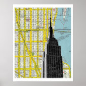 Empire State Building met NYC Streetmap Backgroud Poster (Voorkant)