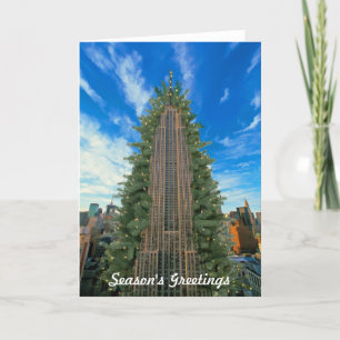 Empire State Building Morphed in Kerstboom Feestdagen Kaart