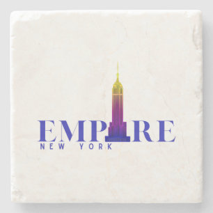 Empire State Building-New York-Levendig Blauw- Stenen Onderzetter