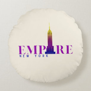 Empire State Building-New York-Levendig Paars- Rond Kussen