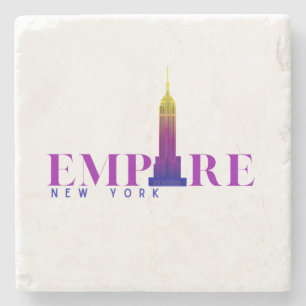 Empire State Building-New York-Levendig Paars- Stenen Onderzetter