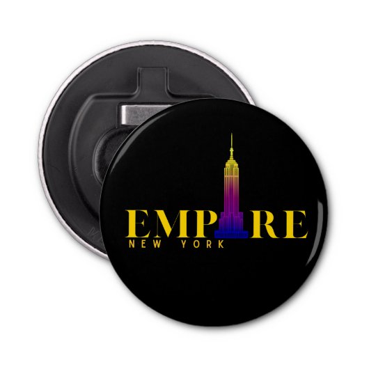 Empire State Building-New York-Vibrant Gold Button Flesopener (Voorkant)