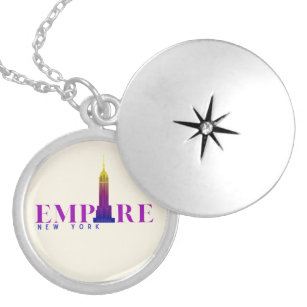 Empire State Building-New York-Vibrant paarse- Locket Ketting