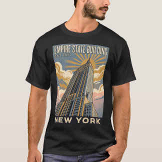 Empire State Building New York Vintage Reis Poster T-shirt
