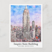 Empire State Building New York Waterverf Sketch Briefkaart (Voorkant)