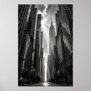 Empire State Building New York Zwart en Wit Muur Poster