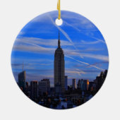 Empire State Building, NYC Skyline en Jet Trails Keramisch Ornament (Achterkant)