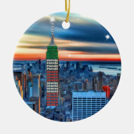 Empire State Building of Holiday Lights Keramisch Ornament (Voorkant)