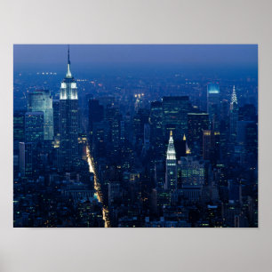 Empire State Building 's Nachts Poster