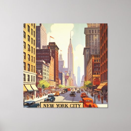 Empire State Building Straatscène in Manhattan Canvas Afdruk (Voorkant)