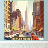 Empire State Building Straatscène in Manhattan Canvas Afdruk (Insitu (Houten vloer))