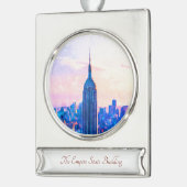 Empire State Building Travel Waterverf Ornament Verzilverd Banner Ornament (Links)